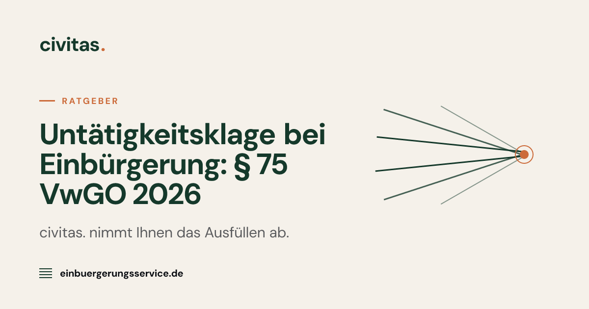 Untätigkeitsklage bei Einbürgerung: § 75 VwGO 2026 · civitas.